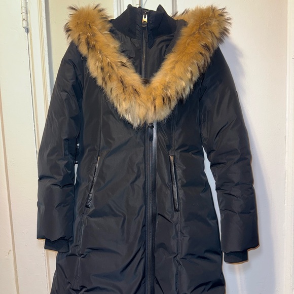 Mackage Black Puffer Coat with Fur Trim - Picture 1 of 8